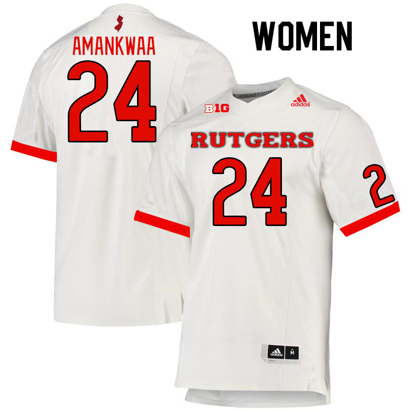 Women #24 Thomas Amankwaa Rutgers Scarlet Knights College Football Jerseys Stitched Sale-White - Click Image to Close